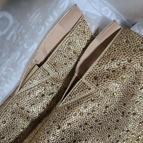 INC Saveria 5 Rhinestone Tall Over-the-Knee Boots/Gold Bling NEW!! Studded NEW!! - Picture 4 of 9